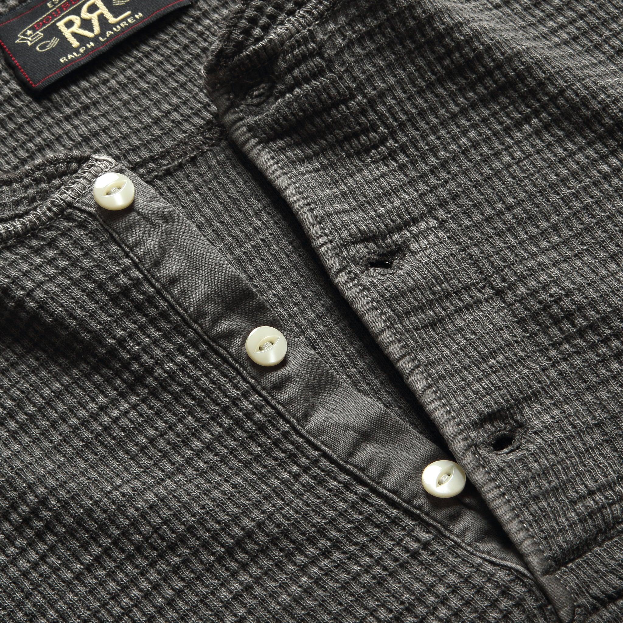 Waffle-Knit Henley - Faded Black Product Image