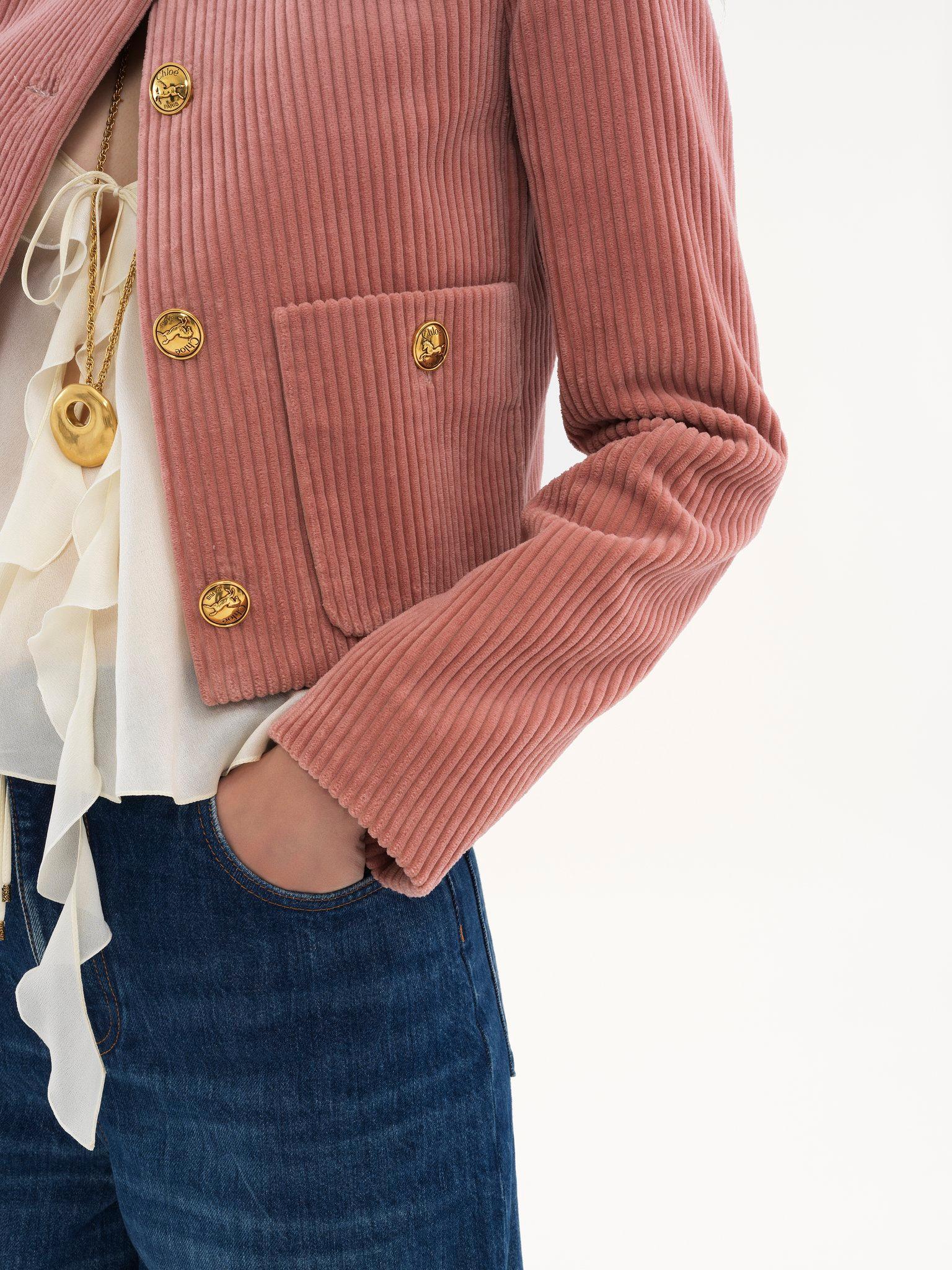 Cropped boxy jacket in velvet Product Image