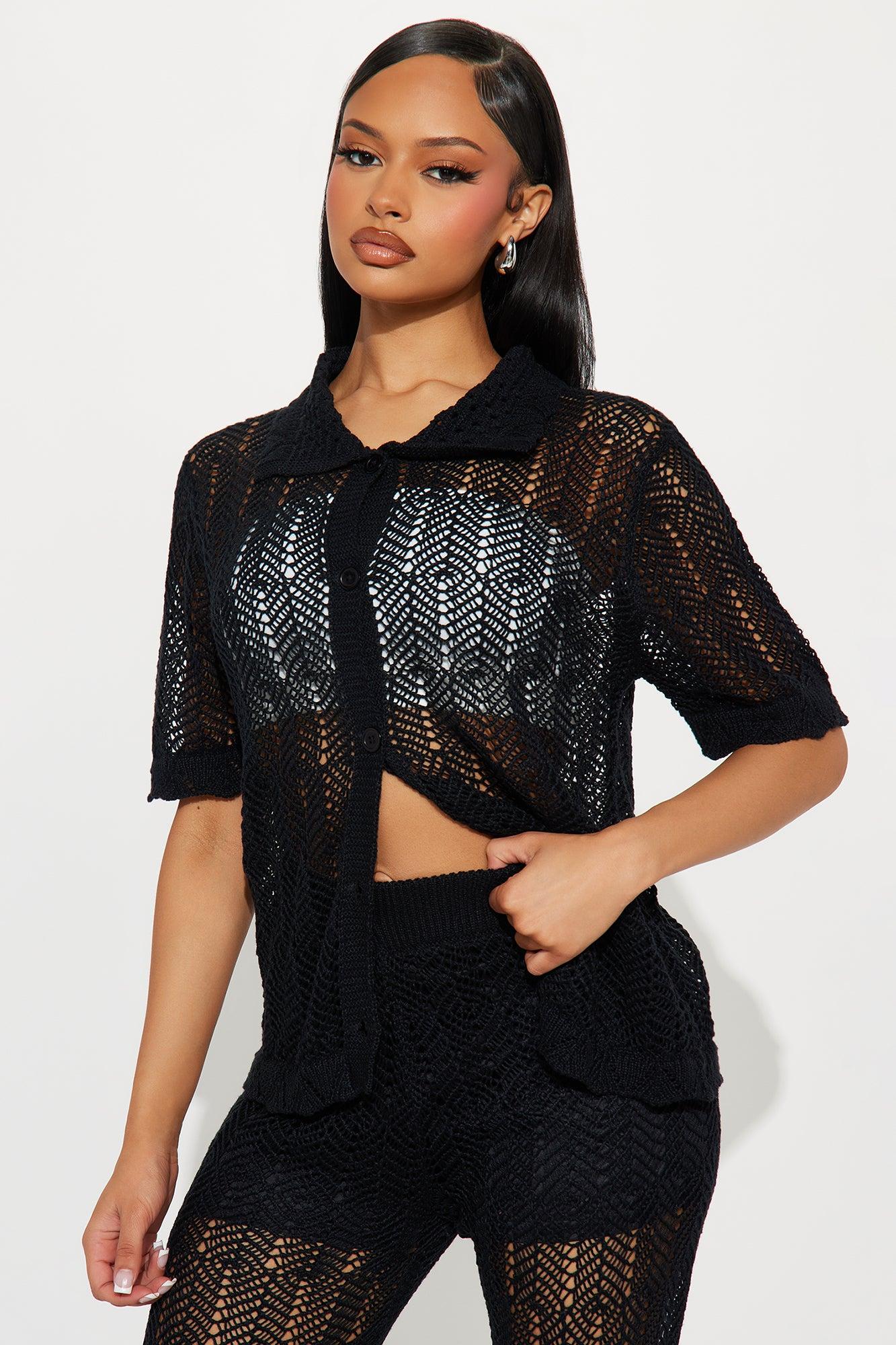 Coastal Living Crochet Pant Set - Black Product Image