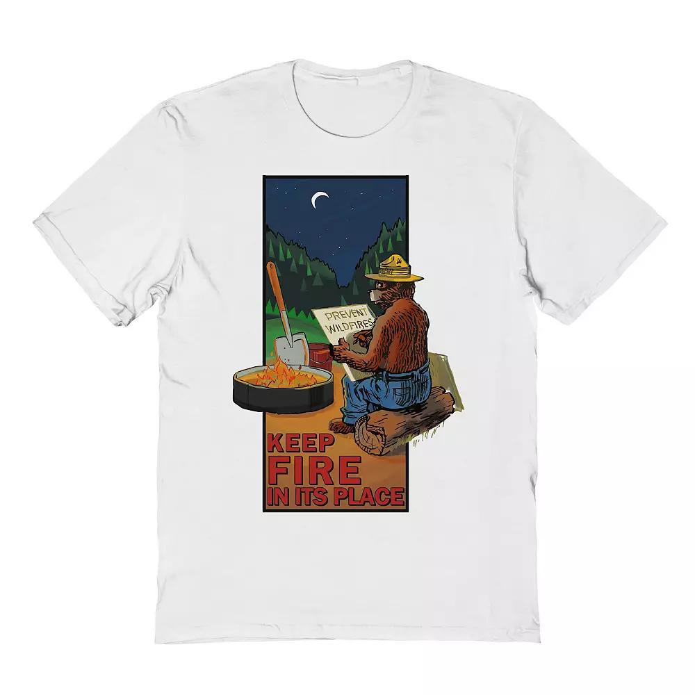 Men's Smokey Bear Keep Fire In Its Place Graphic Tee, Size: Medium, White Product Image