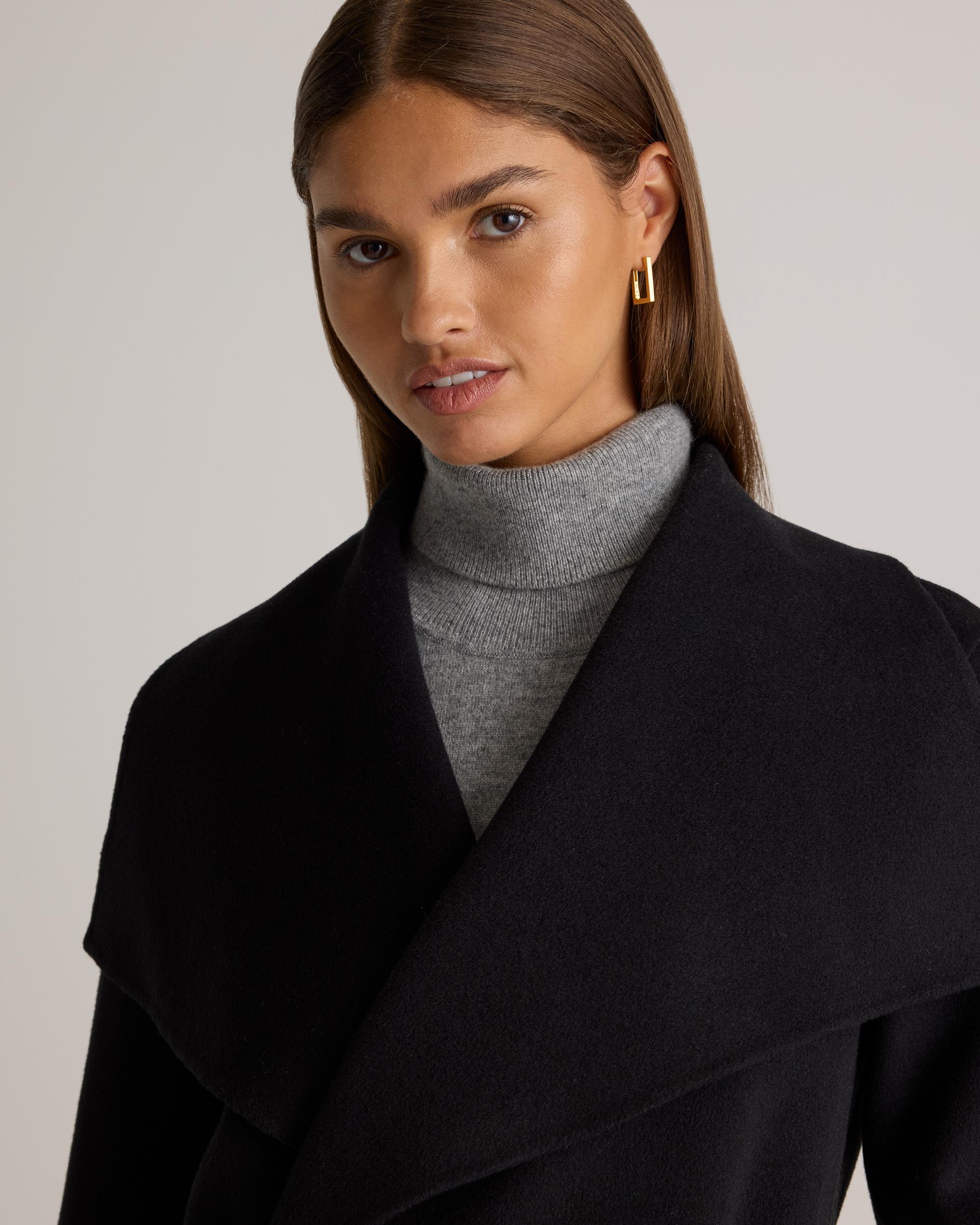 Quince | Women's Double-Faced Merino Wool Draped Collar Wrap Coat Size XL, Wool/Nylon Product Image