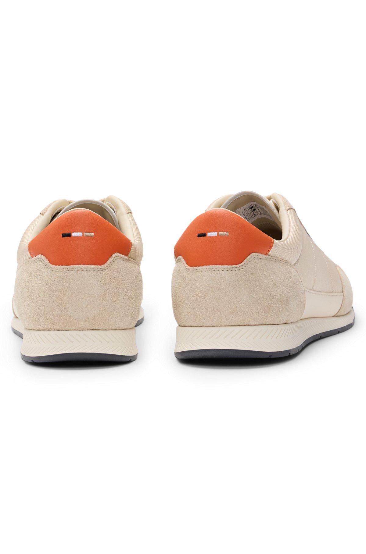 Mixed-material lace-up trainers with suede trims Product Image