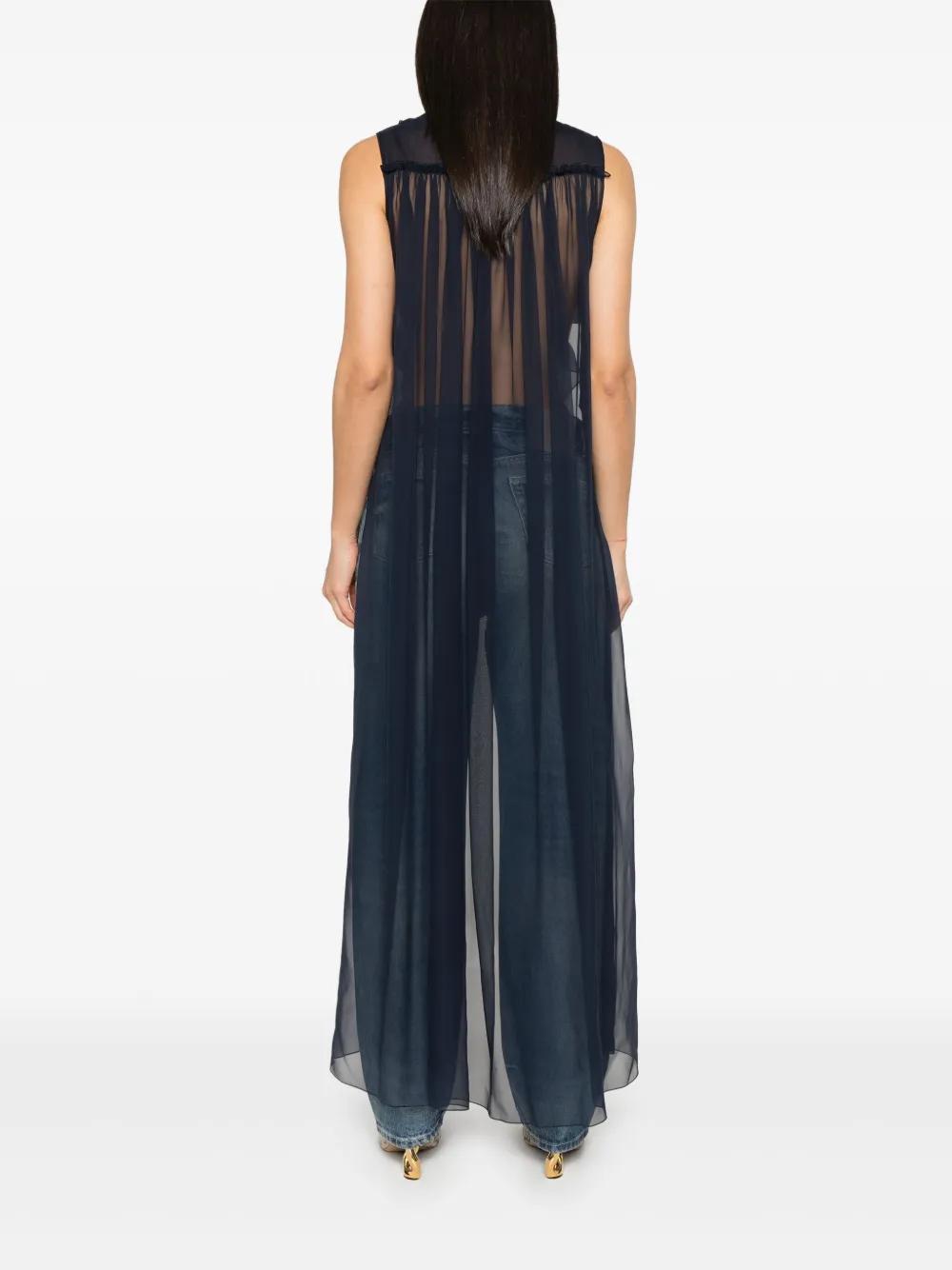 ALBERTA FERRETTI Ruched Chiffon Blouse In Blue Product Image