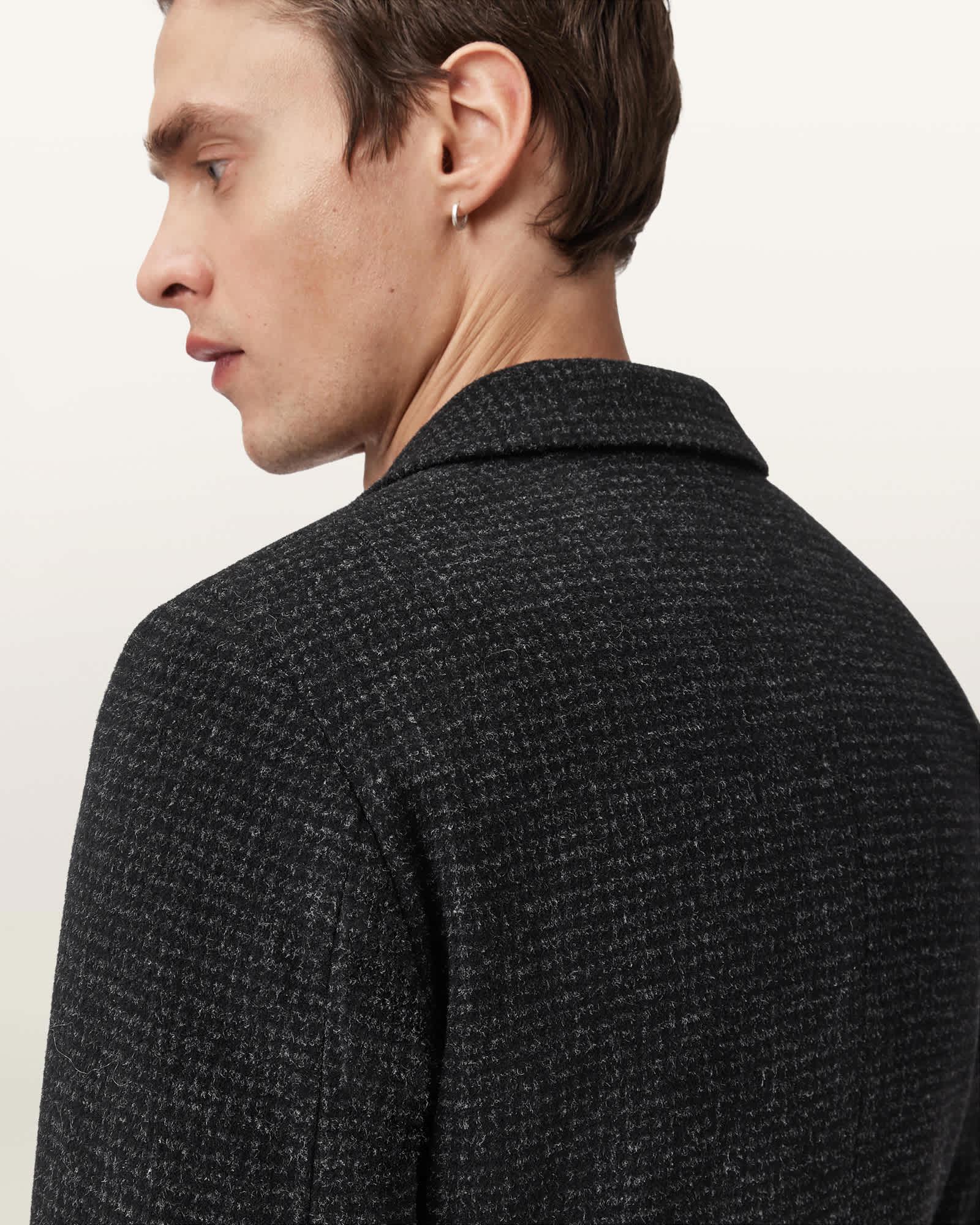 Caspian Single Breasted Coat CINDER BLACK MARL | ALLSAINTS US Product Image