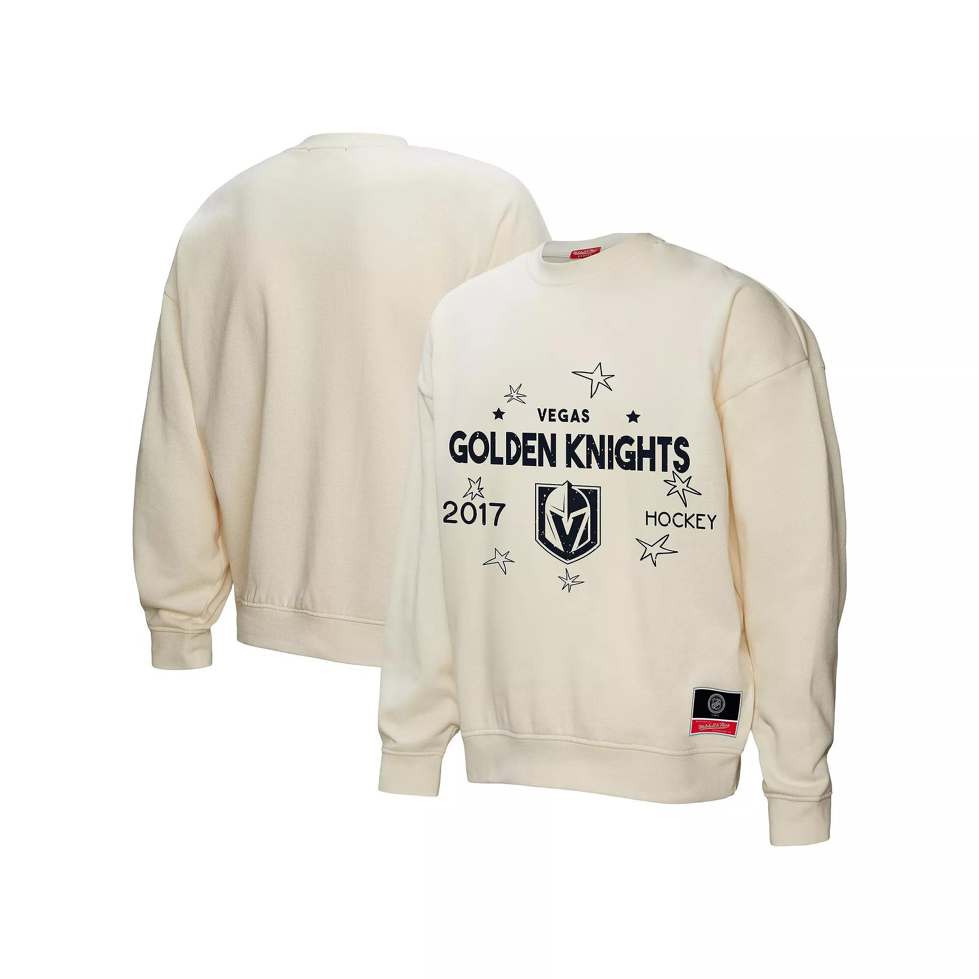 Women's Mitchell & Ness  Cream Vegas Golden Knights Logo 3.0 Pullover Sweatshirt, Size: Medium, Lvk Beige Product Image