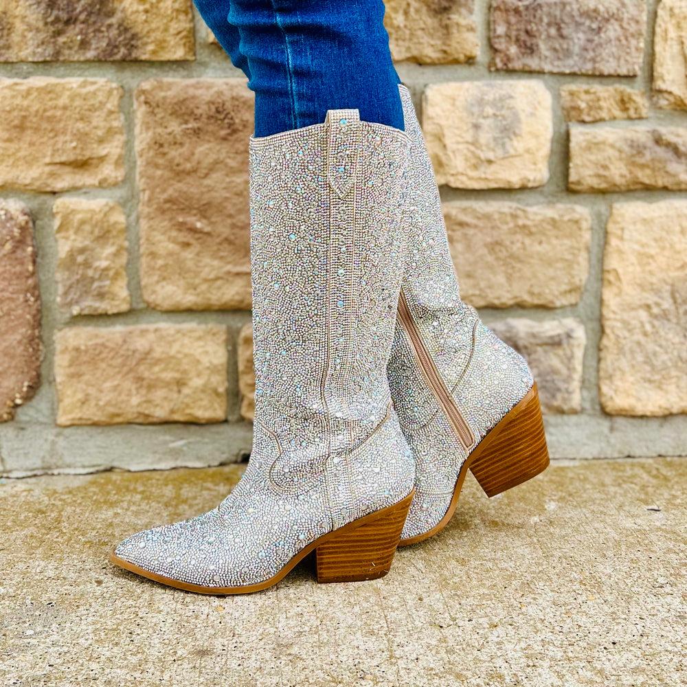 Glitz & Glam Silver Rhinestone Boots* Product Image