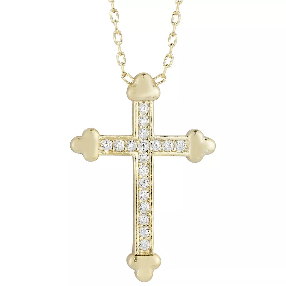 Sunkissed Sterling Cubic Zirconia Cross Pendant Necklace, Women's, Size: 18", Gold Tone Product Image