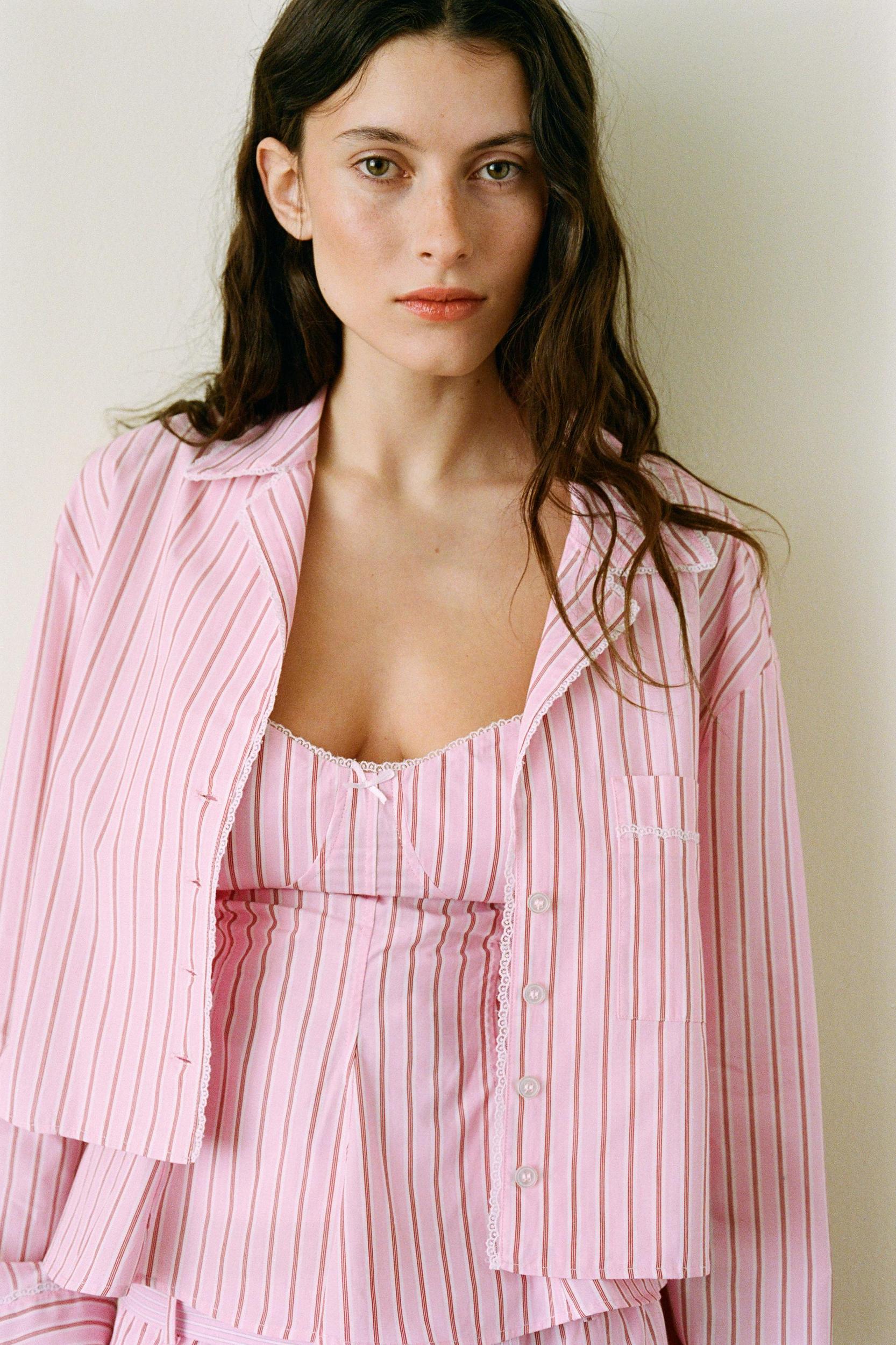 STRIPED CROP POPLIN SHIRT Product Image