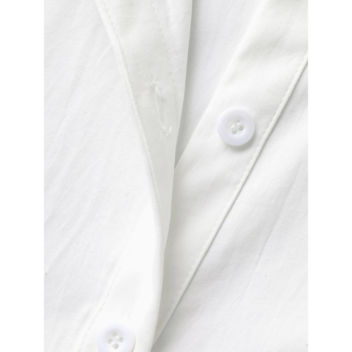 Plus Size Originalwhite Adjustable Waist Button Placket Solid Blouse Women Short sleeve Shirt collar Work Blouses BloomChic 14-16/1X Product Image