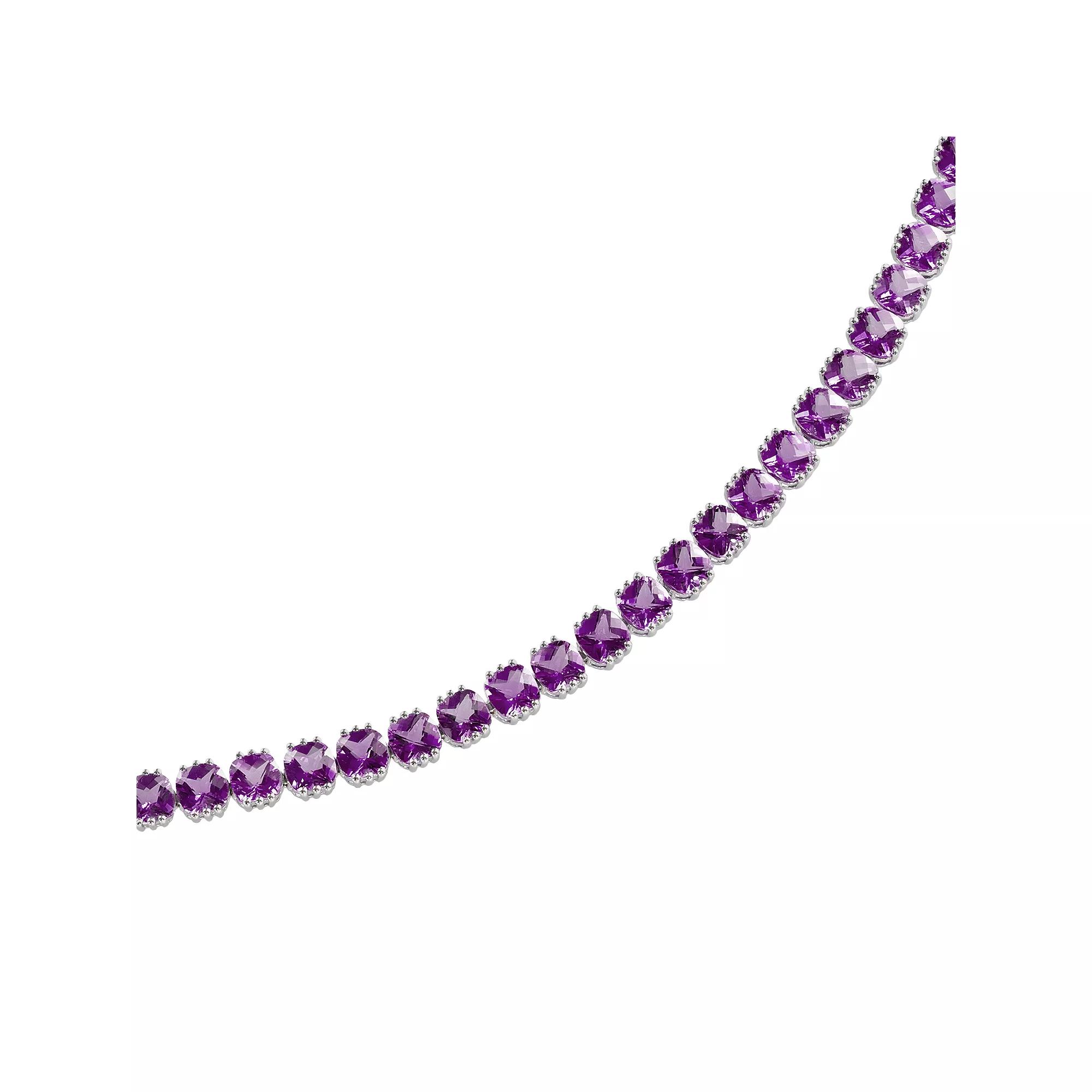 Sterling Silver Amethyst Bracelet, Women's, Size: 7.5" Product Image