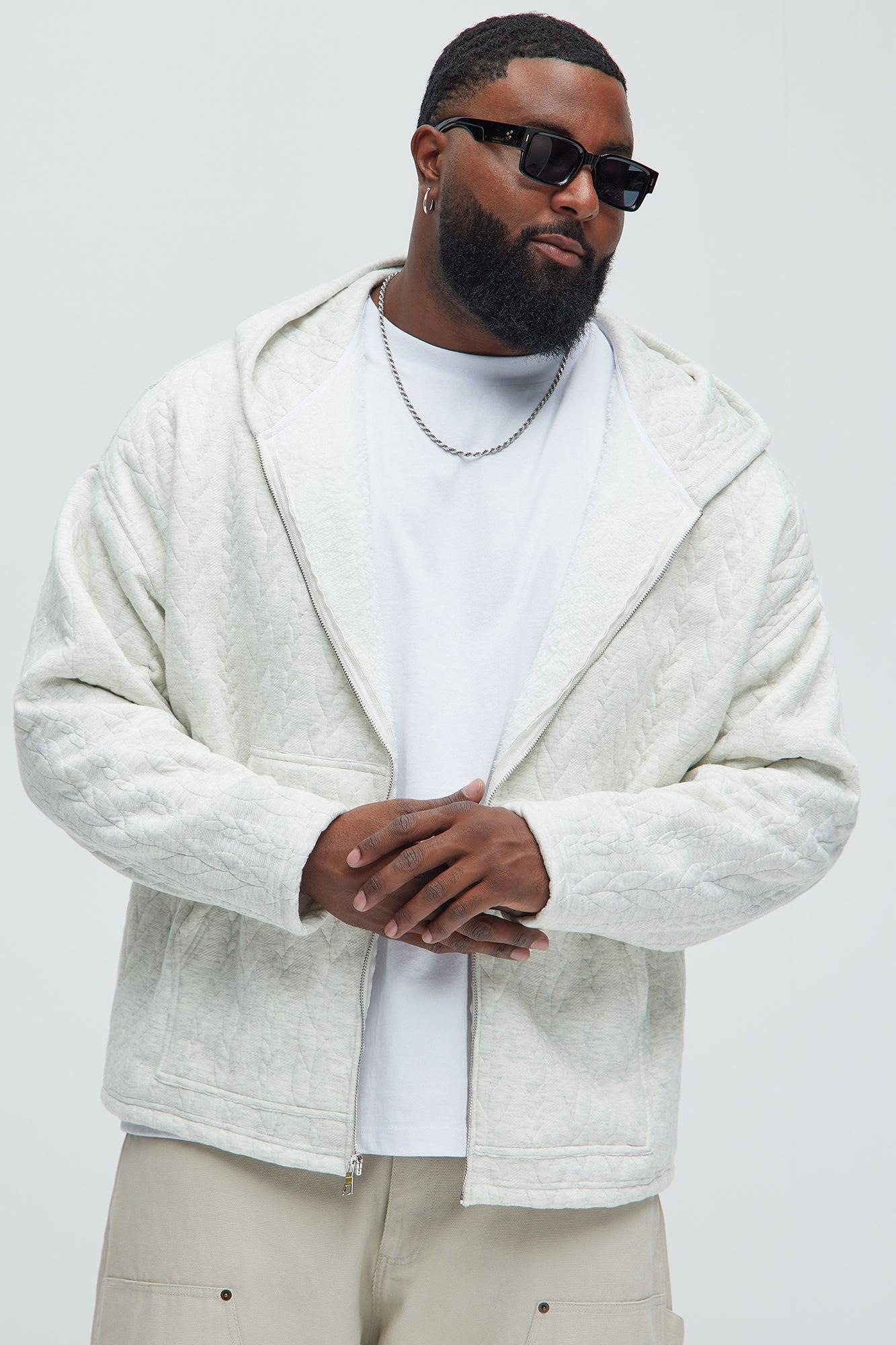 Lane Cable Knit Zip Up Hoodie - Heather Grey Product Image