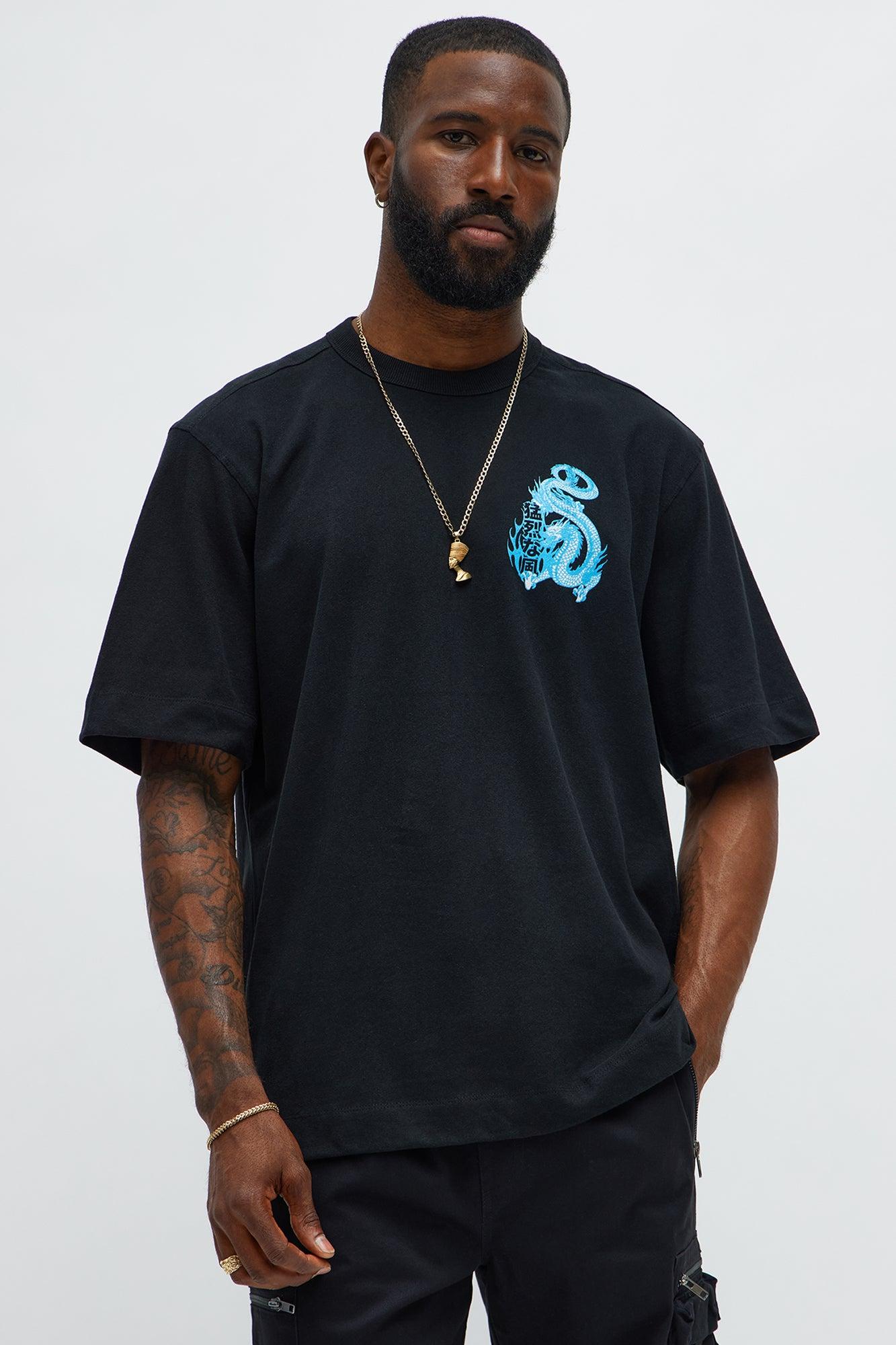 Dragon Style Oversized Short Sleeve Tee - Black Wash Male Product Image