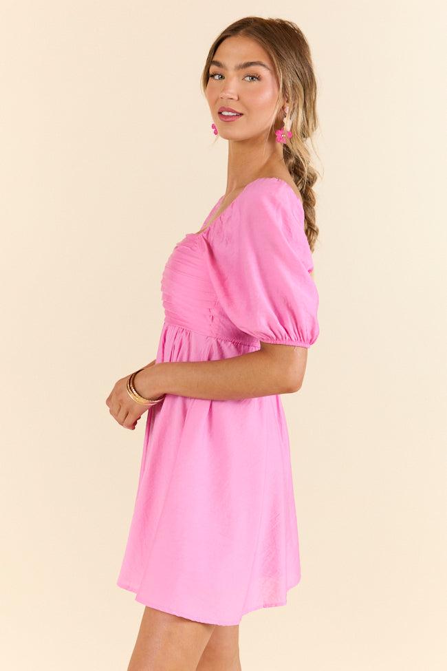 Take Your Time Pink Pleated Short Sleeve Mini Dress FINAL SALE Product Image