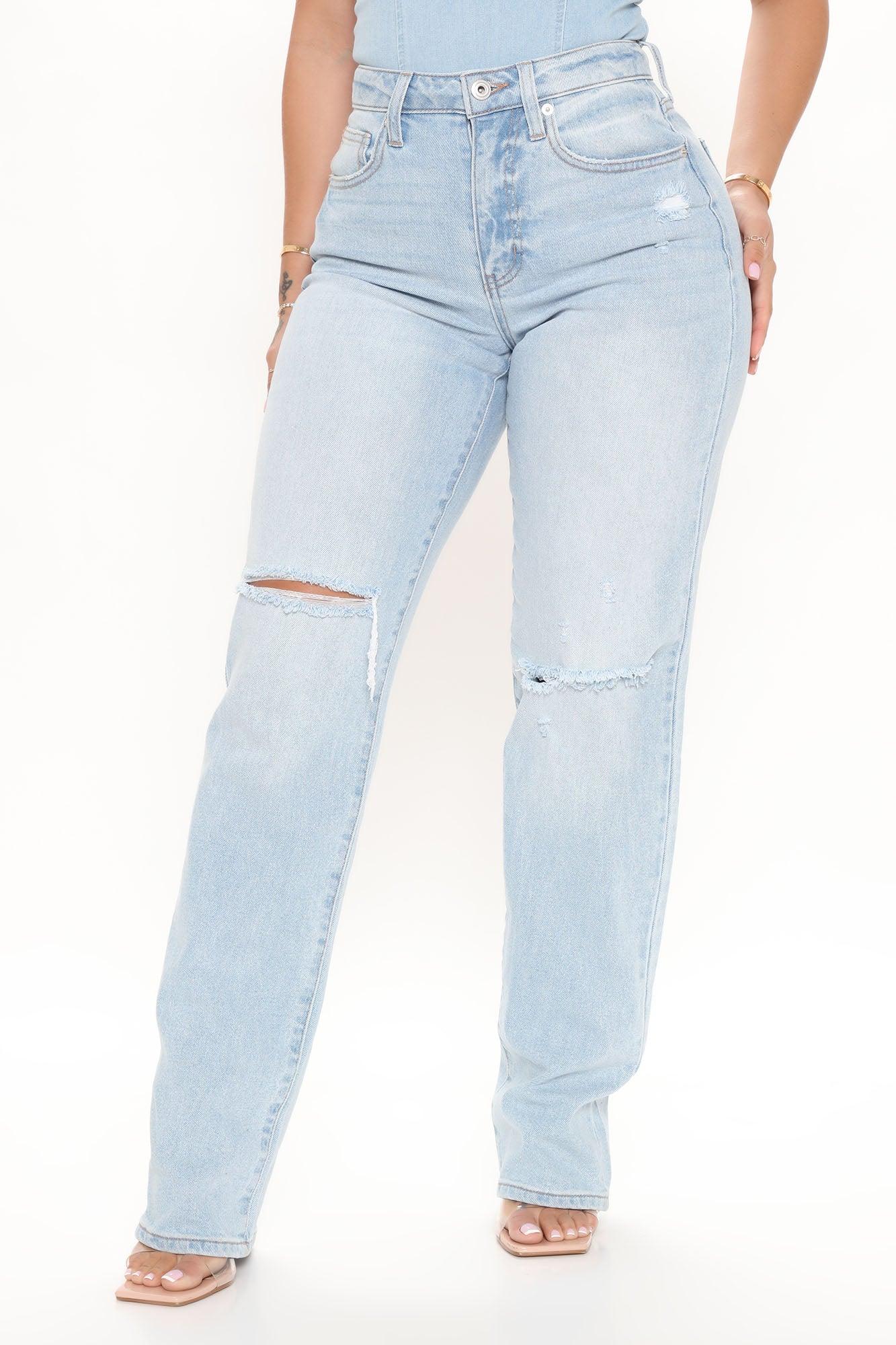 90's Nostalgia Straight Leg Jeans - Light Blue Wash Product Image