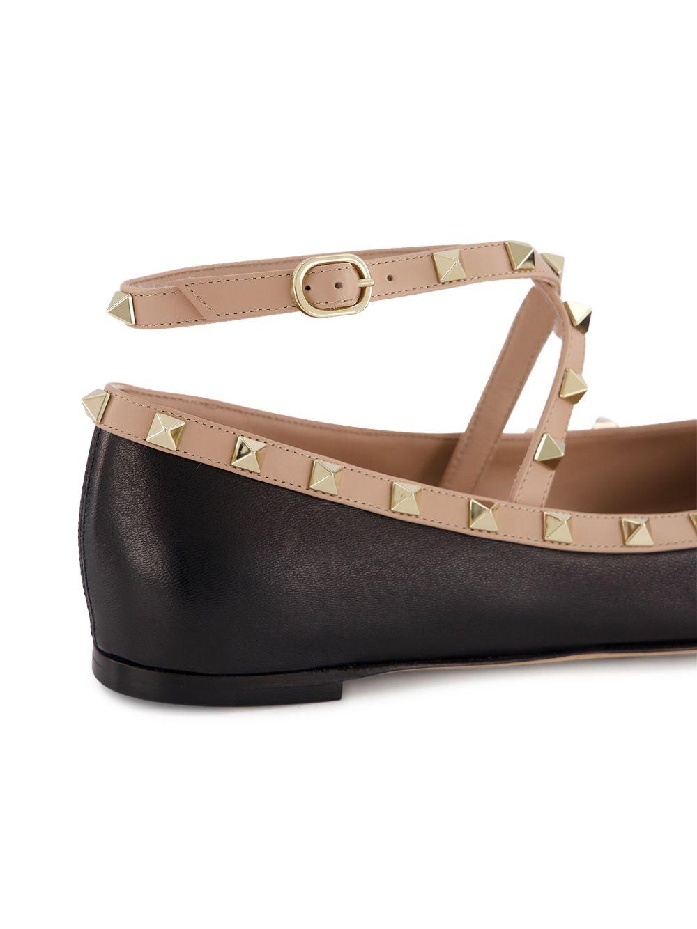 Rockstud leather ballerina shoes Product Image