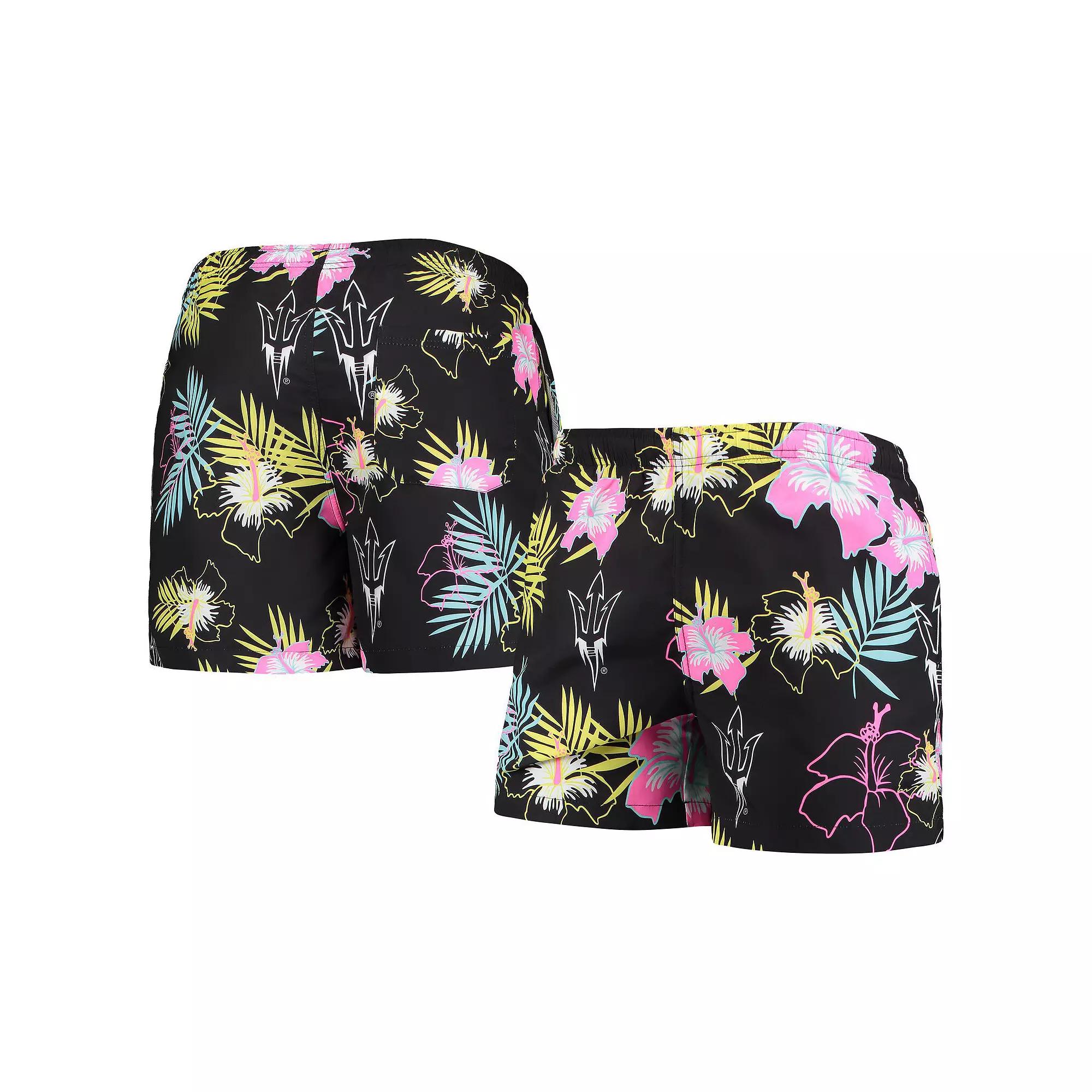 Men's FOCO Black Arizona State Sun Devils Neon Floral Swim Trunks,  Product Image