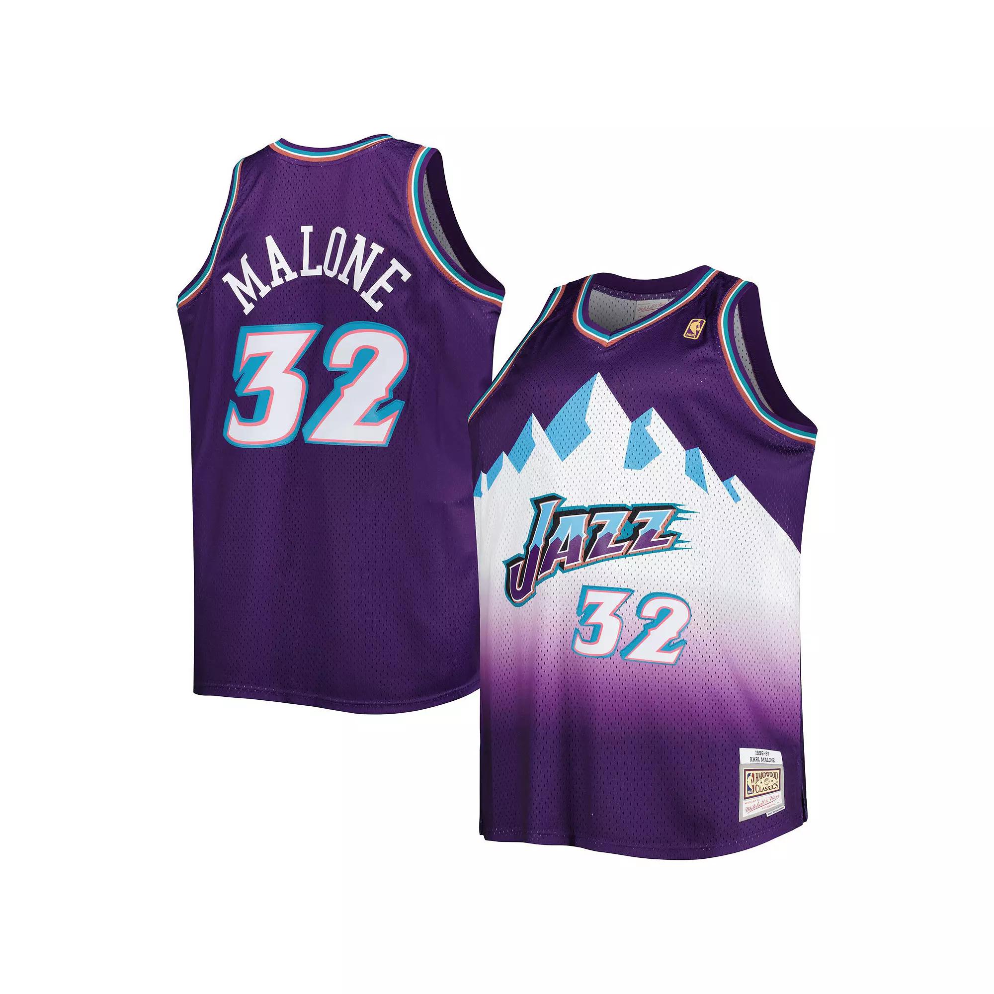 Men's Mitchell & Ness Karl Malone Purple Utah Jazz Big & Tall Hardwood Classics 1996/97 Swingman Jersey, Size: 5XLT, Jaz Purple Product Image