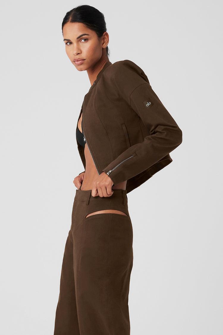 Cropped Full Throttle Moto Jacket - Espresso Product Image