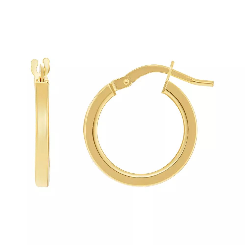 PRIMROSE 14k Gold Flat Polished Hoop Earrings, Women's, 14k Yellow Gold Product Image
