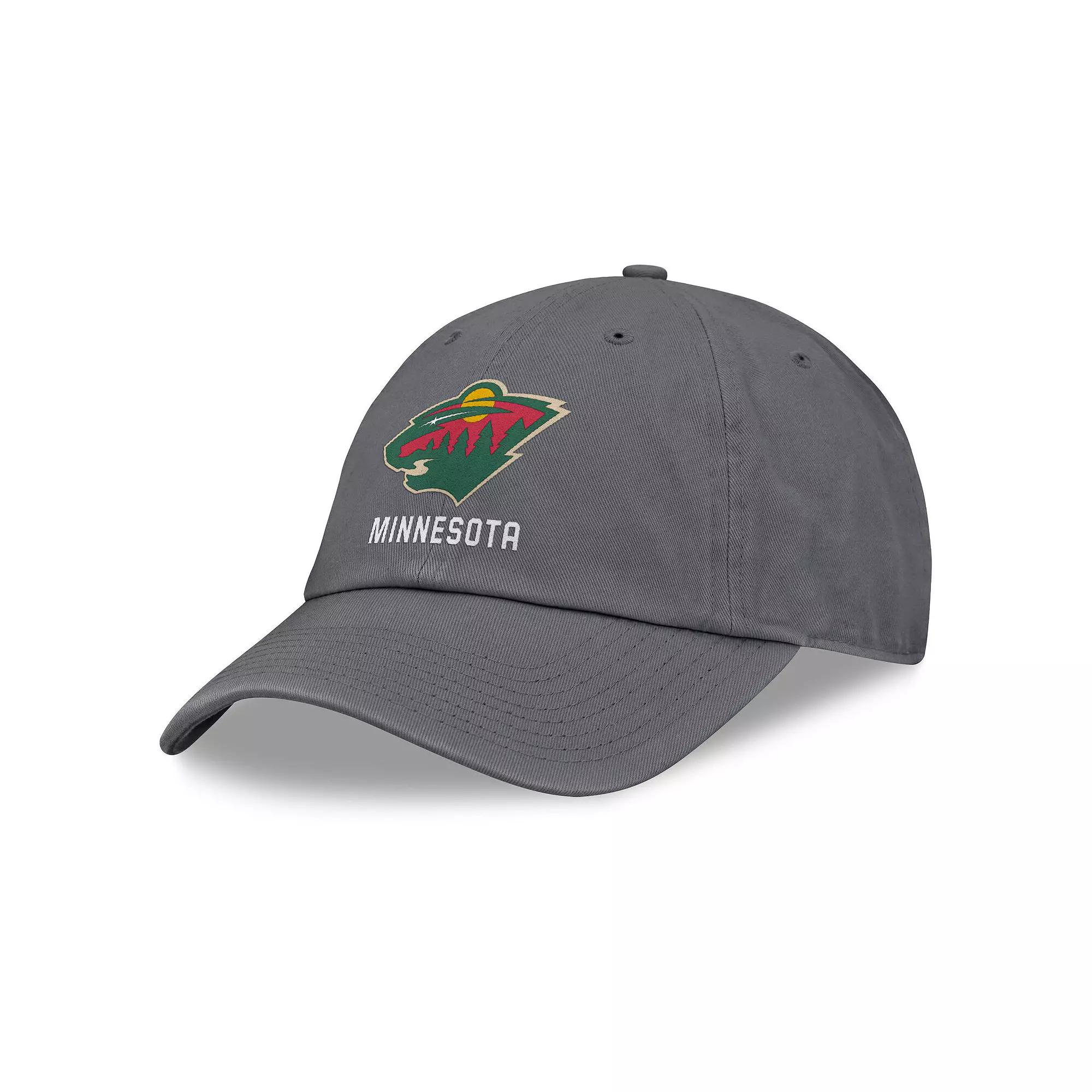 Men's Fanatics Charcoal Minnesota Wild Washed Adjustable Hat Product Image