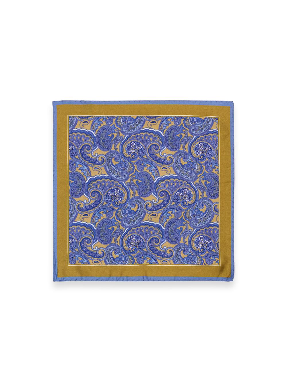 Paisley Silk Pocket Square - Gold/blue Product Image