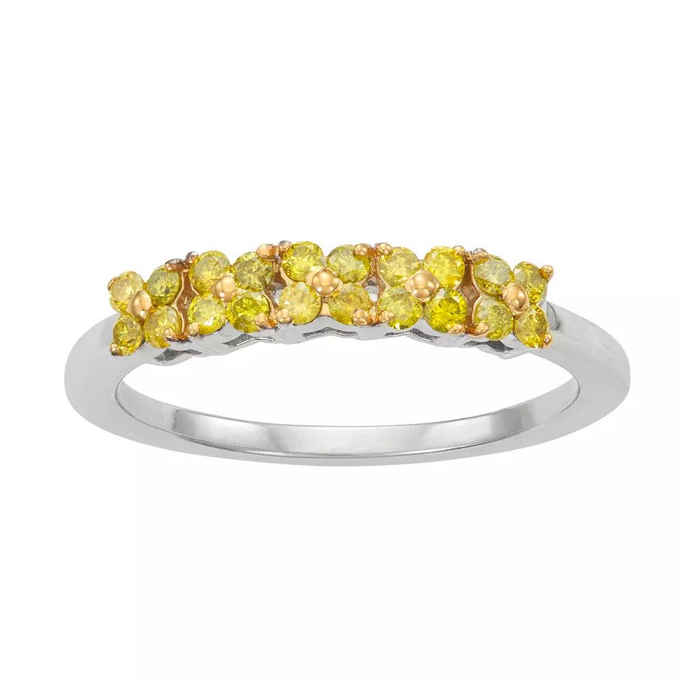 Jewelexcess Sterling Silver 1/3 Carat T.W. Yellow Diamond Ring, Women's, Size: 7 Product Image