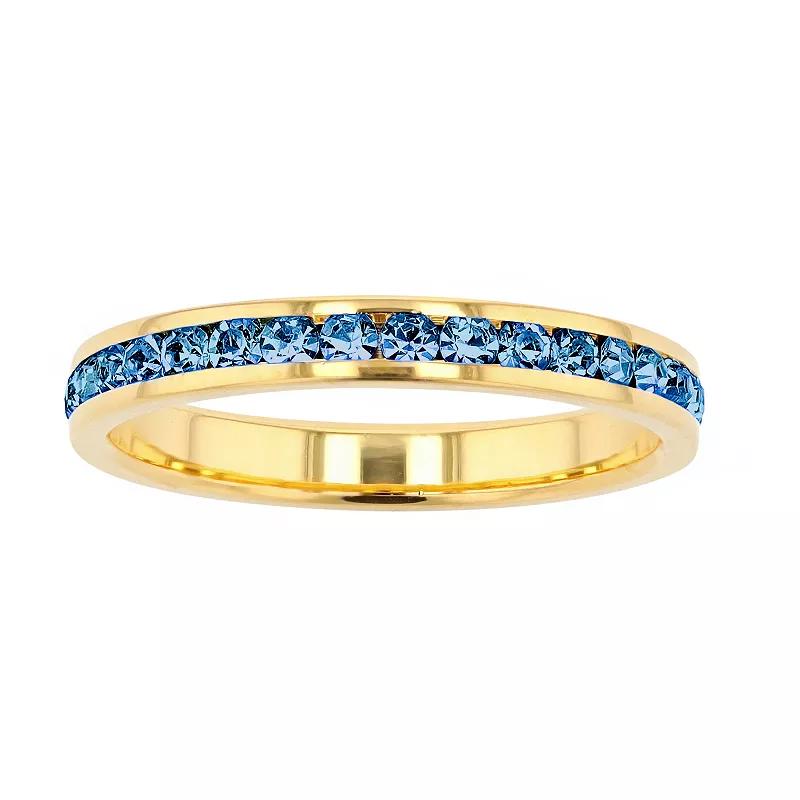 Traditions Jewelry Company 18k Gold Over Silver Birthstone Crystal Eternity Ring, Womens 18k Gold Plated Sept Product Image