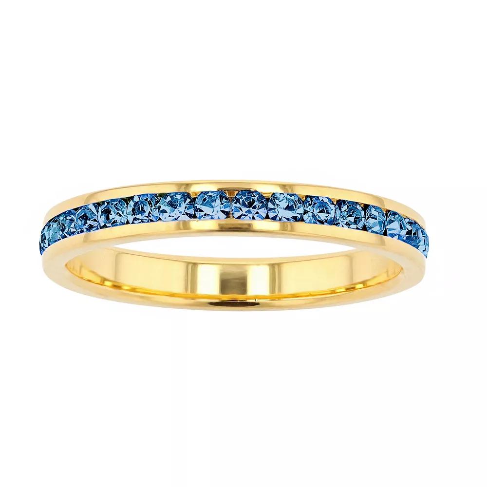 Traditions Jewelry Company 18k Gold Over Silver Birthstone Crystal Eternity Ring, Womens 18k Gold Plated Sept Product Image