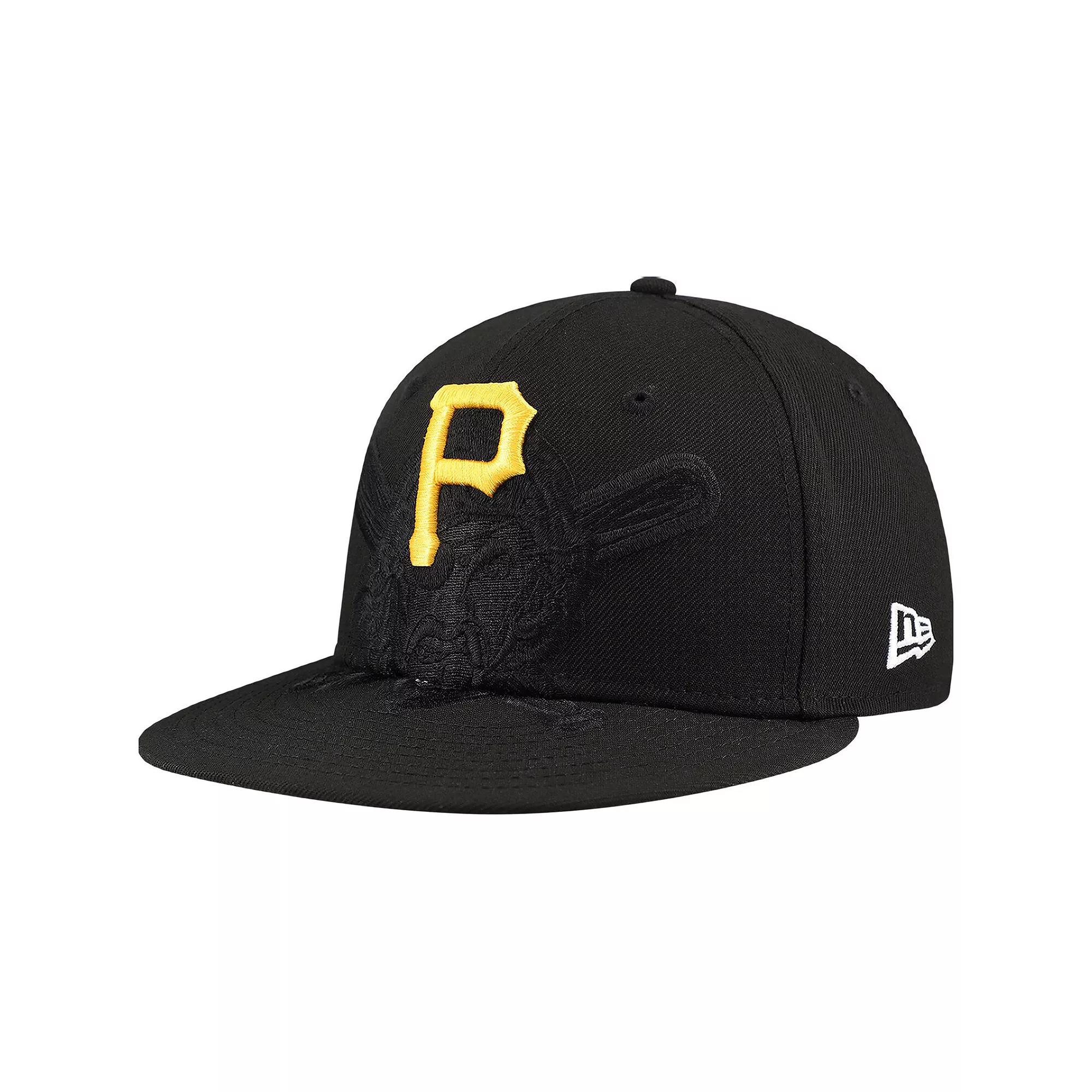 Men's New Era Black Pittsburgh Pirates Shadow Logo 59FIFTY Fitted Hat,  Product Image