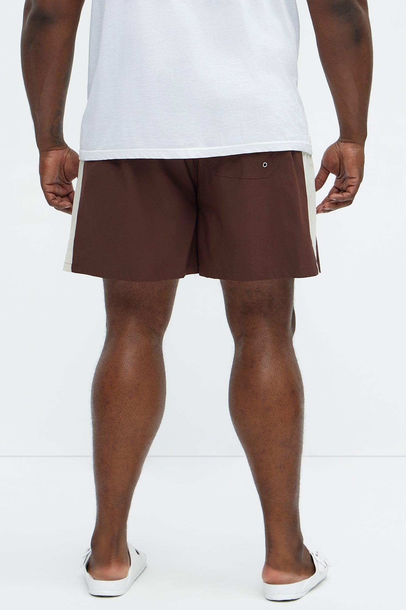 Contrast On The Side Swim Classic Trunk - Brown/combo Product Image