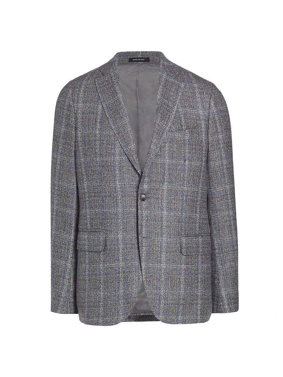 Mens COLLECTION Plaid Wool-Blend Slim-Fit Blazer Product Image