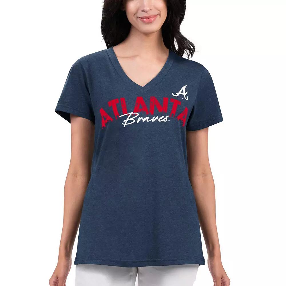 Women's G-III 4Her by Carl Banks Navy Atlanta Braves Key Move V-Neck T-Shirt, Size: XS, Blue Product Image