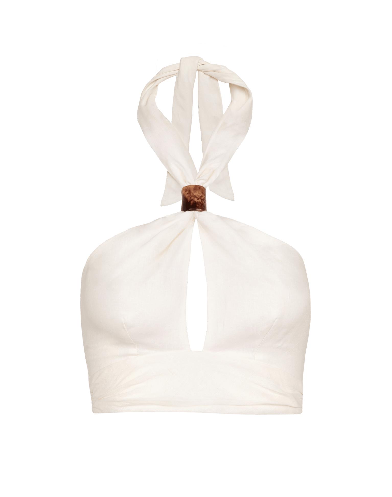 Luna Halter Top - Off White Product Image