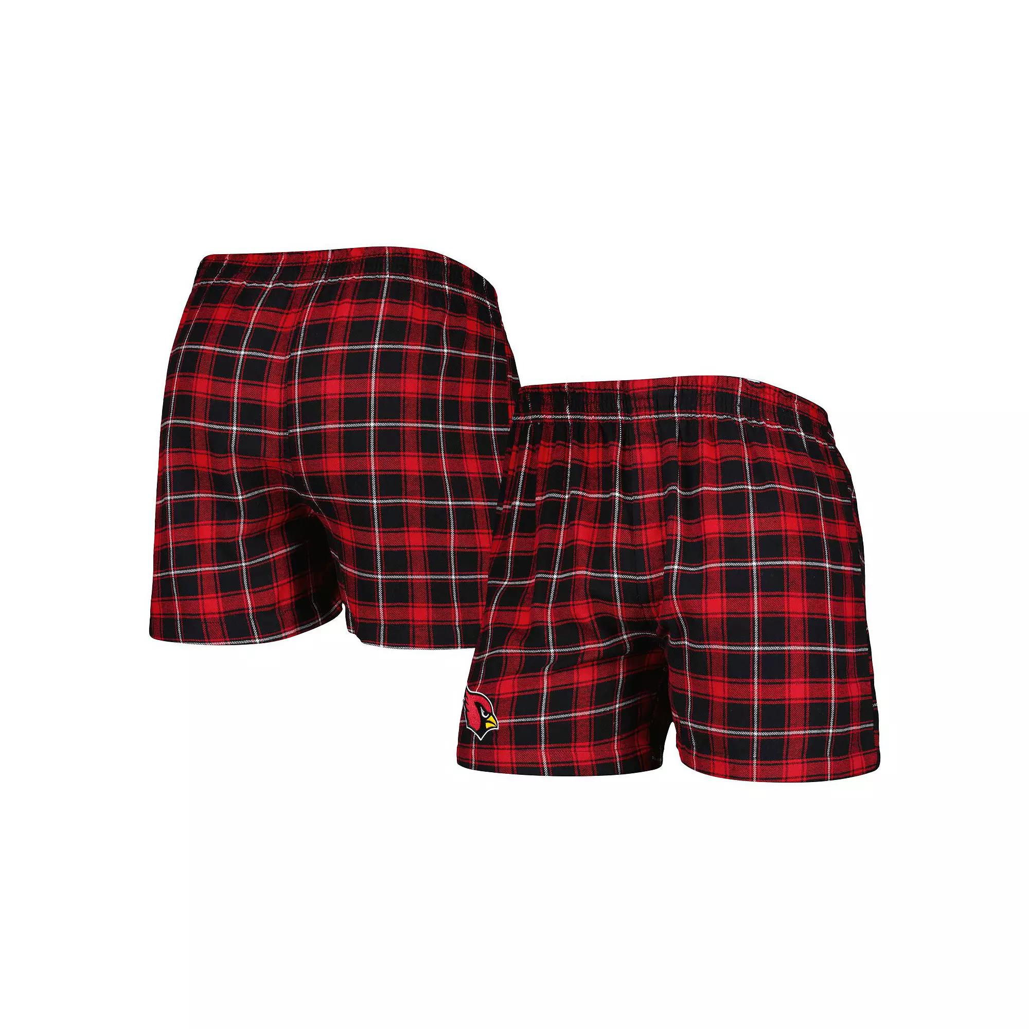 Men's Concepts Sport Black/Cardinal Arizona Cardinals Ledger Flannel Boxers, Size: XL Product Image