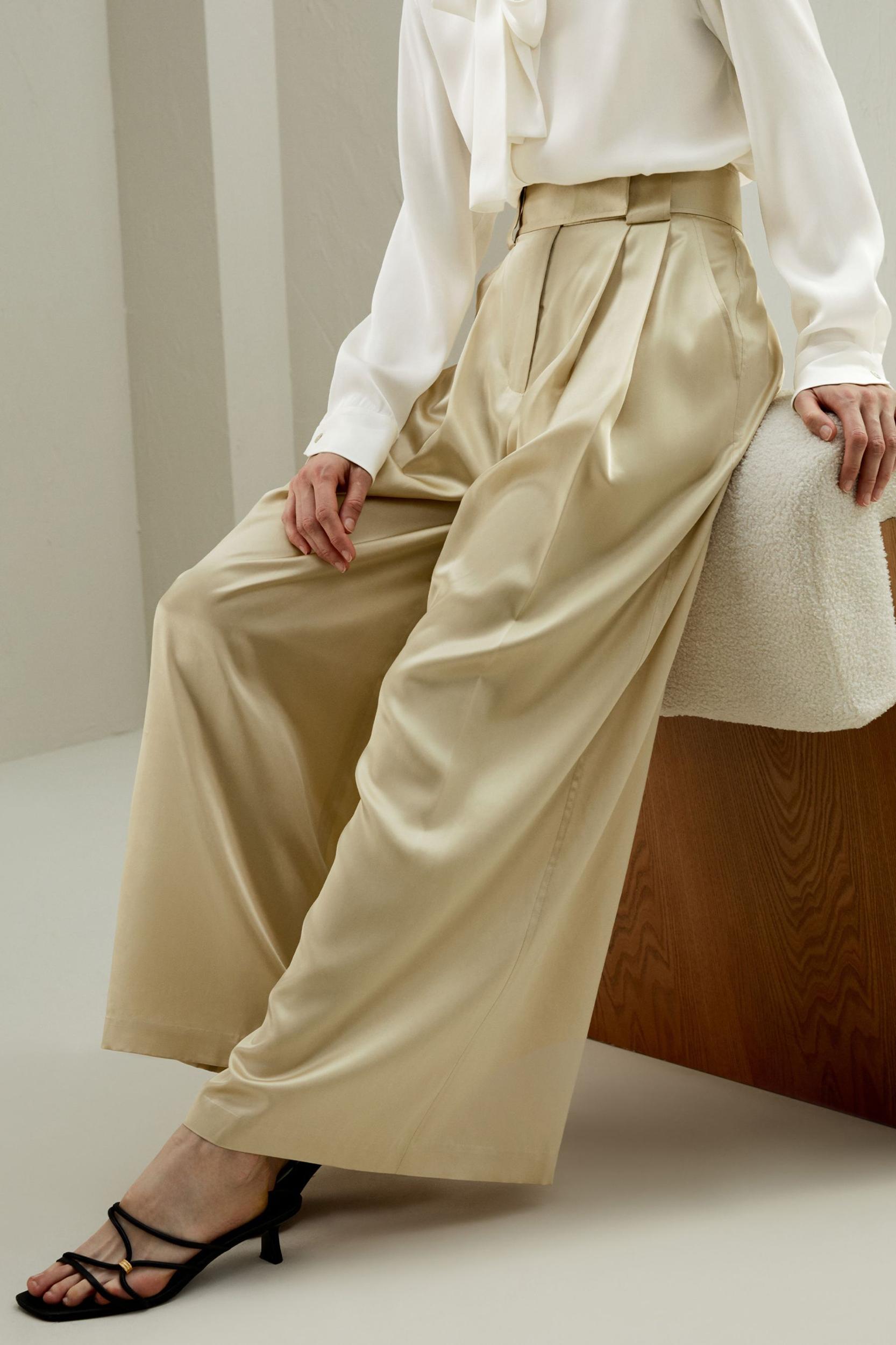 Watershine Silk Wide-Leg Pants Product Image