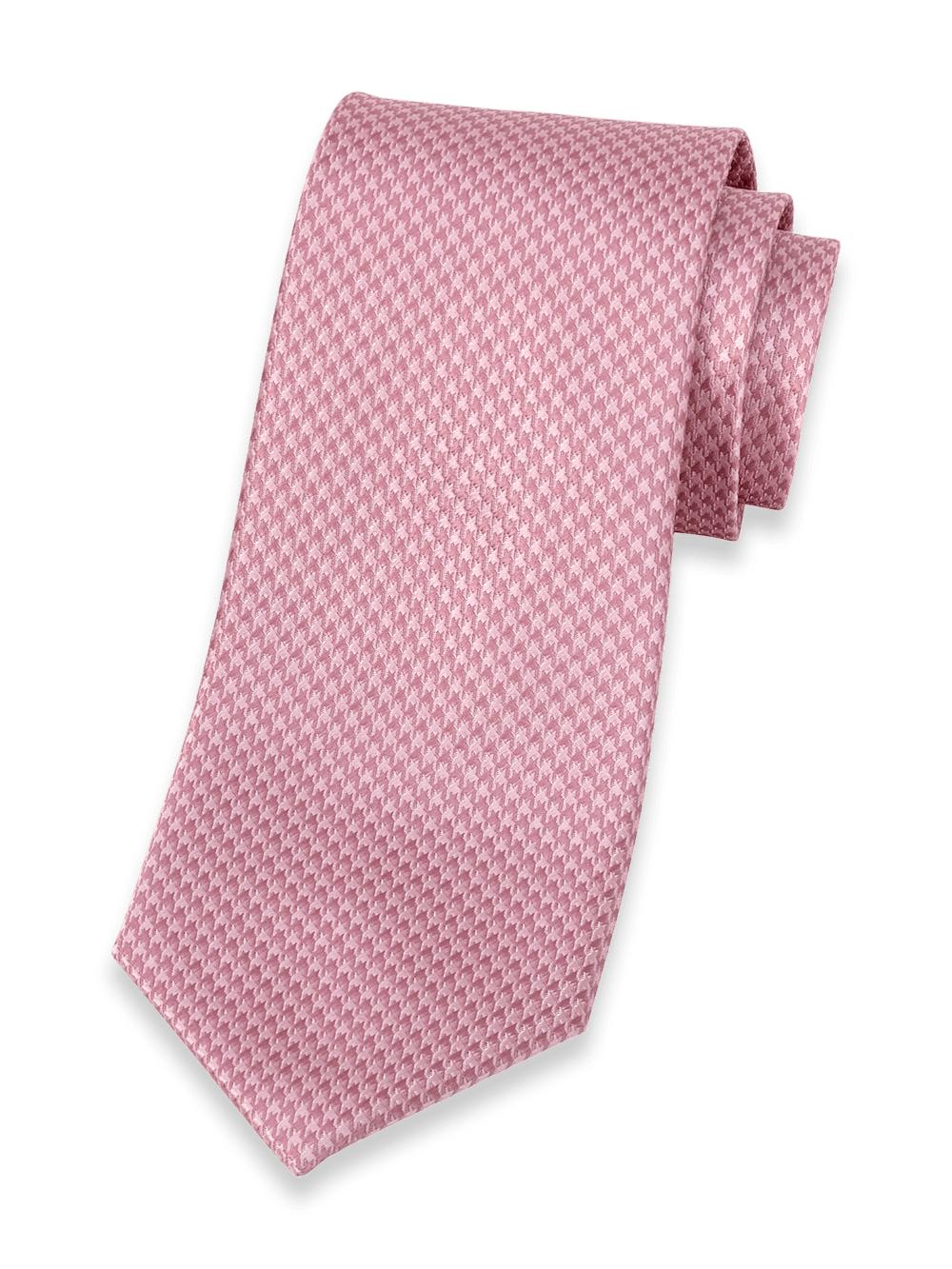 Houndstooth Woven Silk Tie - Pink Product Image
