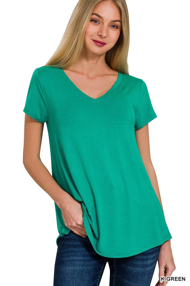 Zenana Rayon Short Sleeved Round Hem Top Product Image