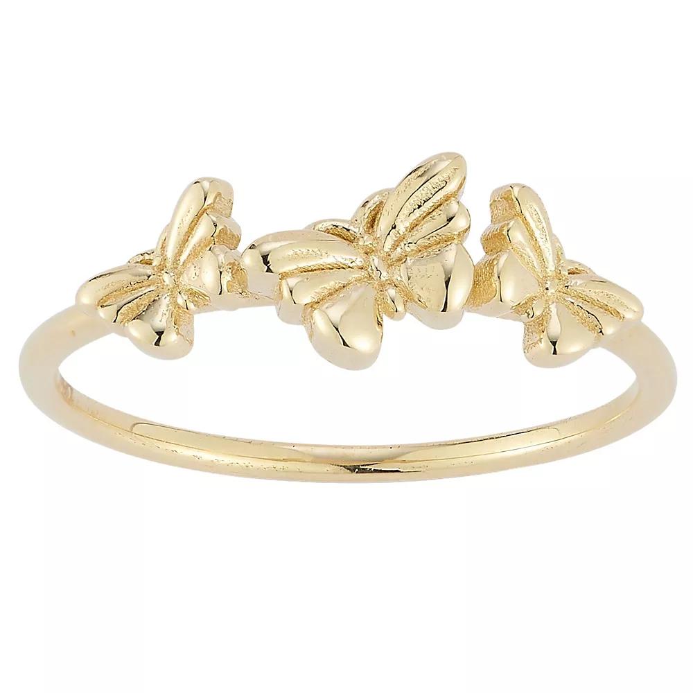 LUMINOR GOLD 14k Gold Tri Butterfly Ring, Women's, Size: 8 Product Image
