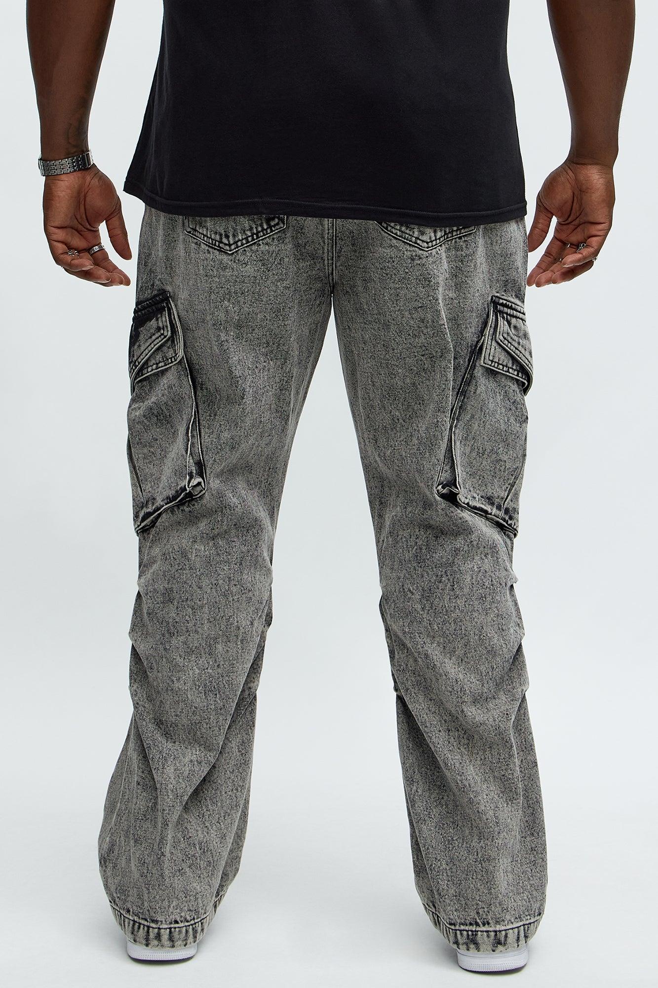 Stacked Slim Flare Street Edge Cargo Jeans - Black Wash Product Image