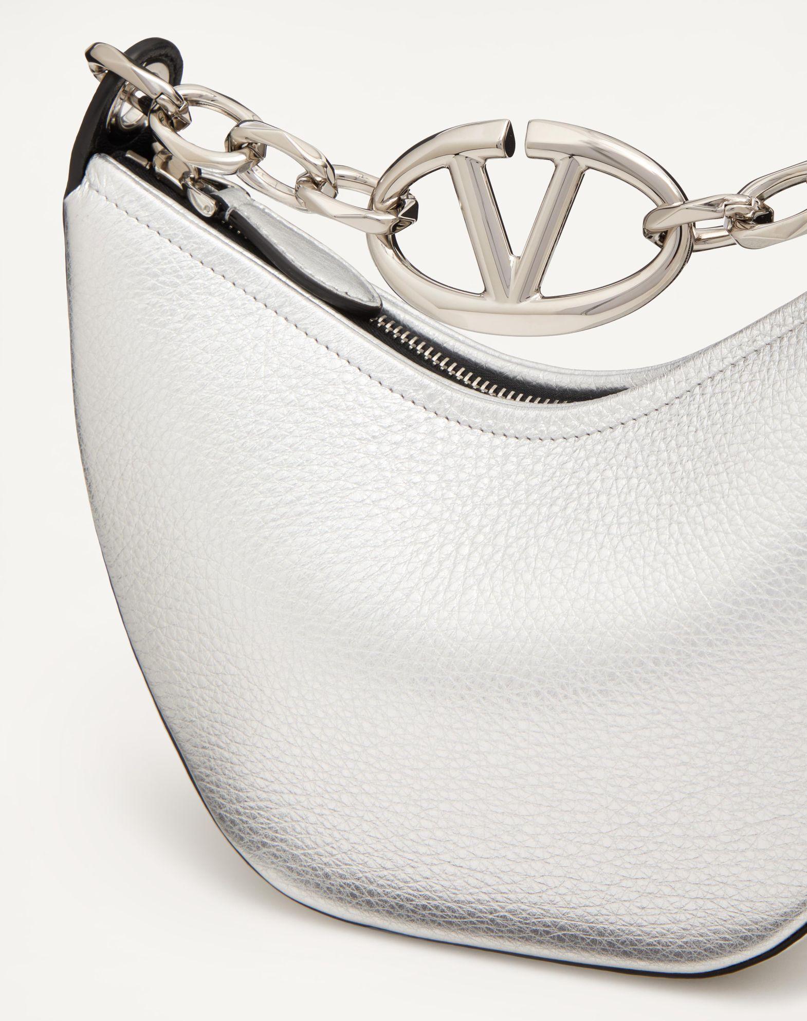 Vlogo Moon Mini Hobo Bag In Metallic Grainy Calfskin With Chain Product Image