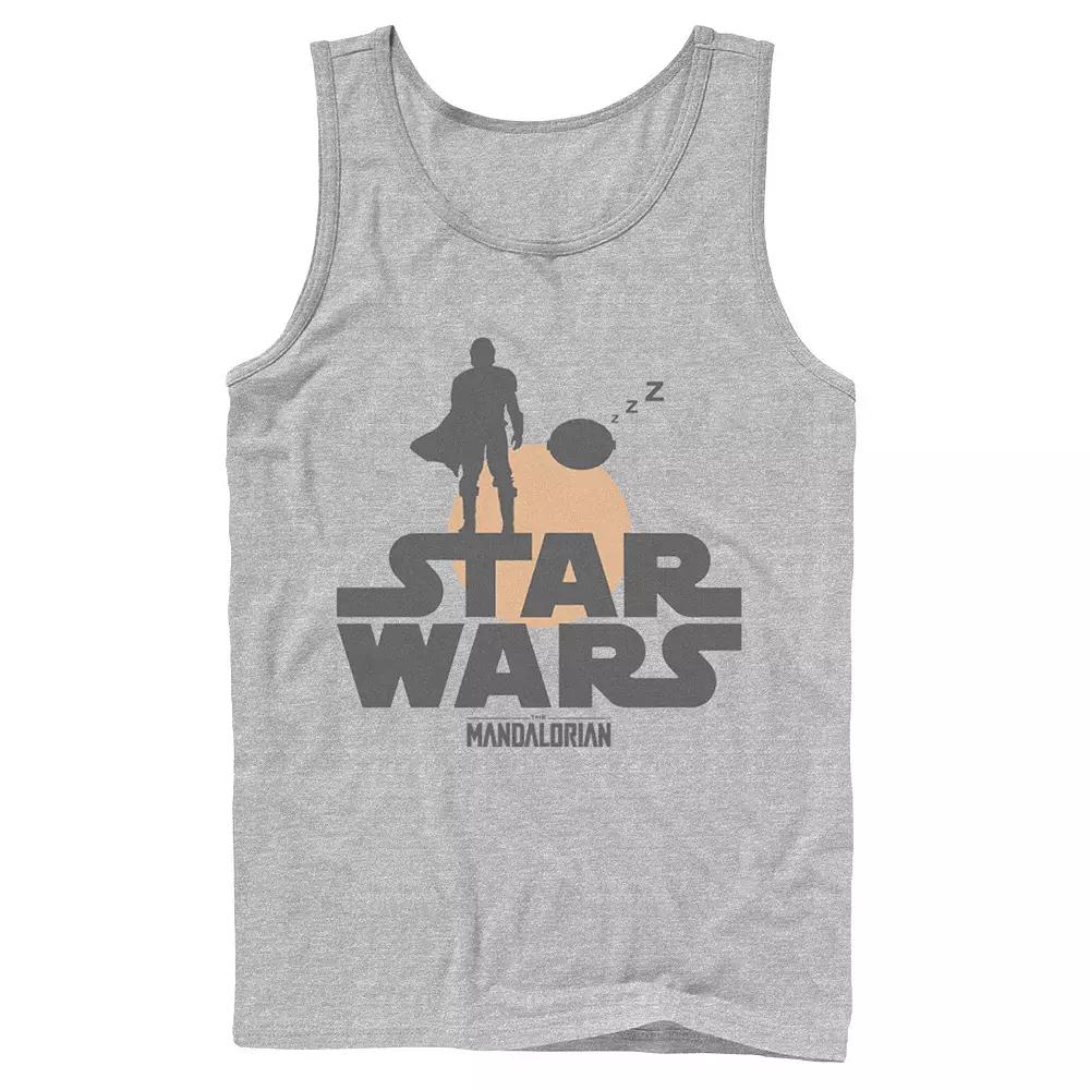 Men's Star Wars The Mandalorian The Child Sunset Silhouette Logo Tank Top,  Product Image