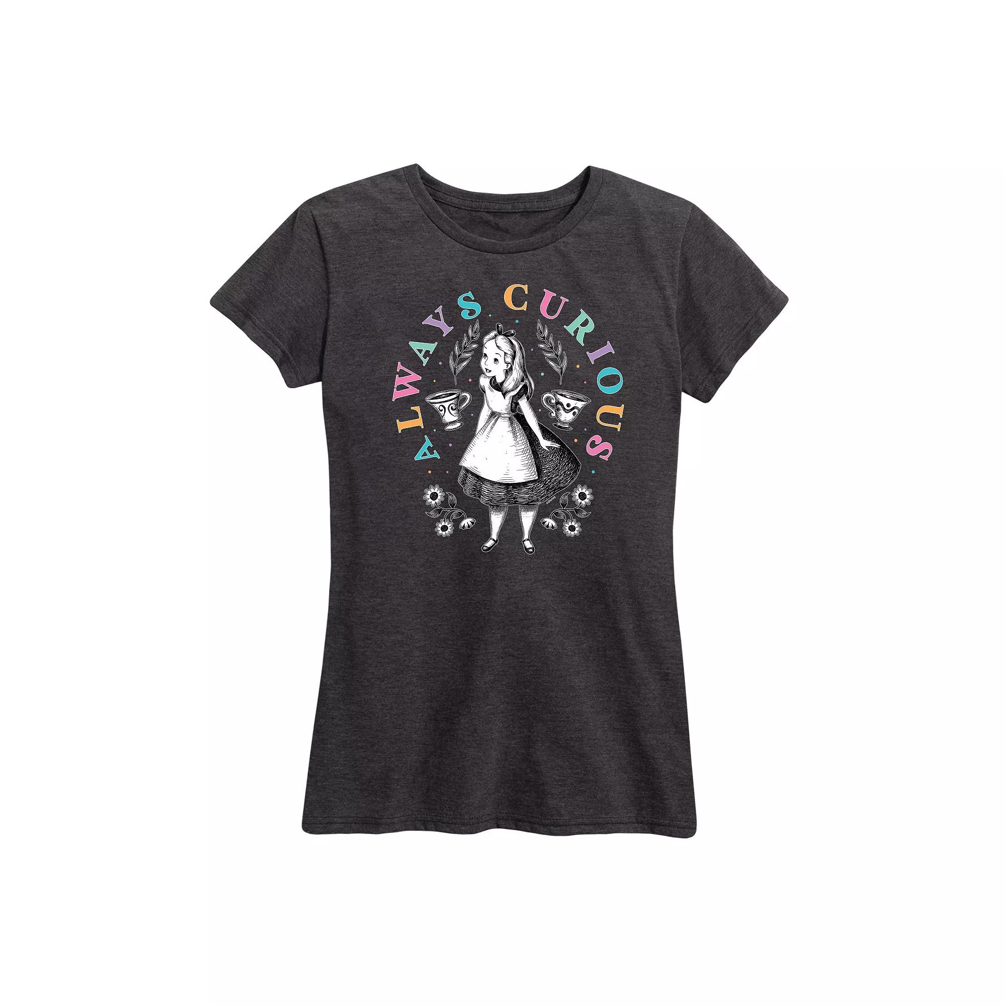 Disneys Alice in Wonderland Womens Always Curious Graphic Tee, Girls Product Image
