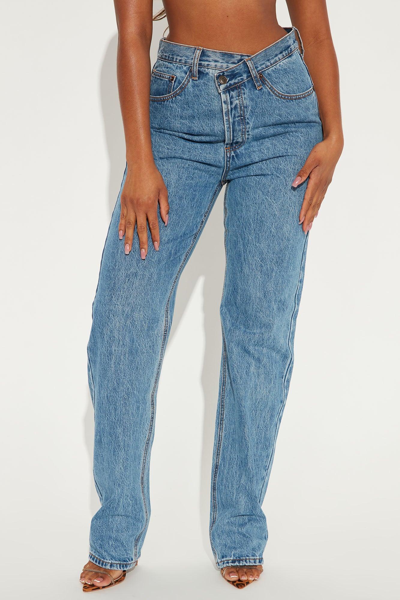 Tall Crossover Straight Leg Jeans - Medium Wash Product Image