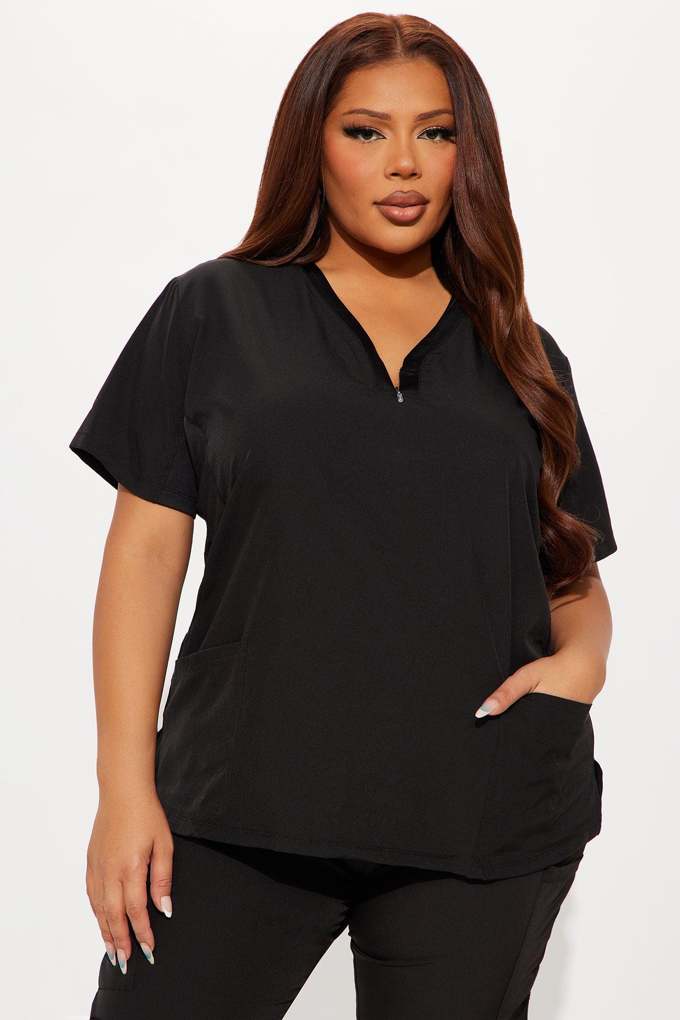 Ready To Help 2 Tone Uniform Scrub Jogger Set - Black Female Product Image