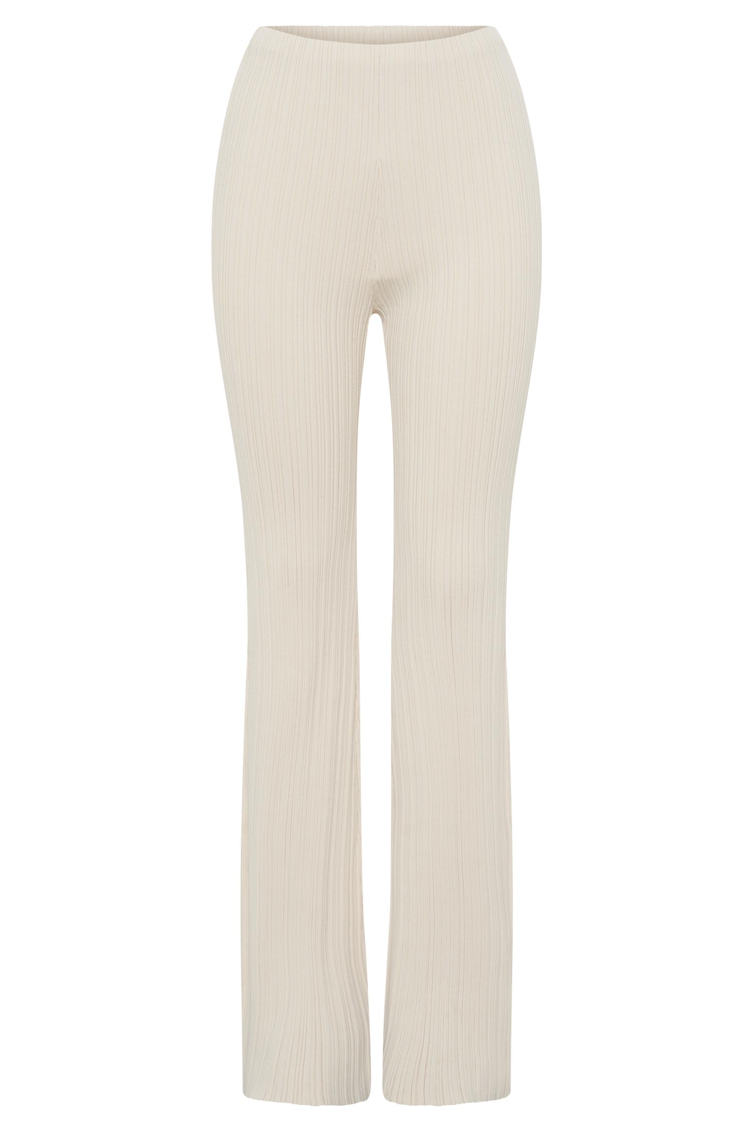 Chiara Straight Leg Rib Knit Pant - Cream Product Image