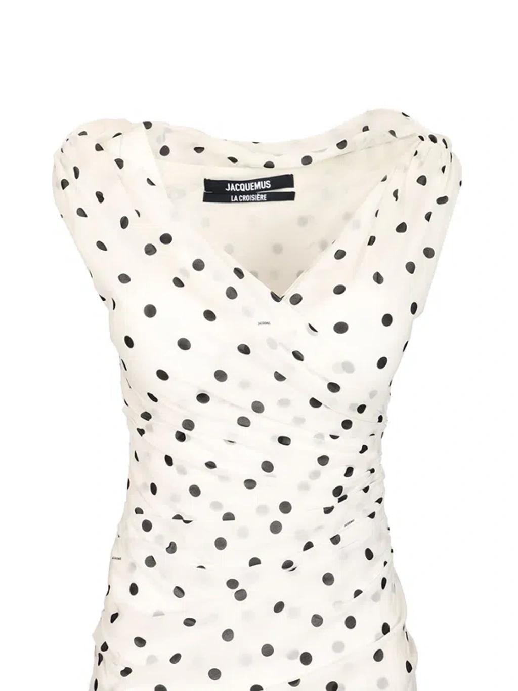 JACQUEMUS Women Rita Pois Long Dress In White Product Image