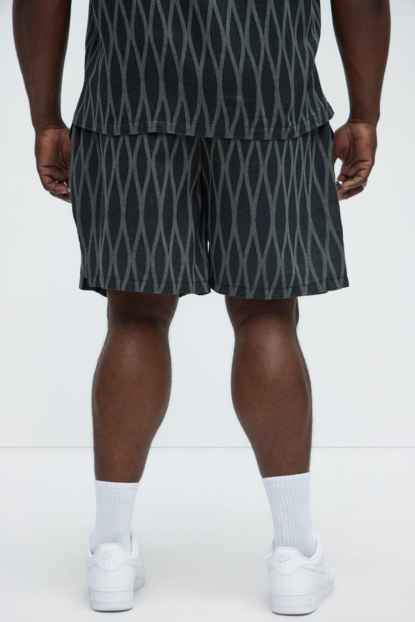 Waved Lines Cuban Collar Button Up Shirt - Black/combo Product Image