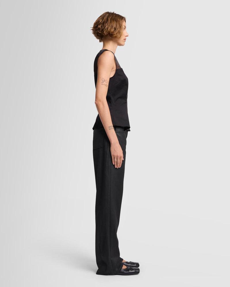 Sleeveless Sheer Organza Yoke Top Product Image