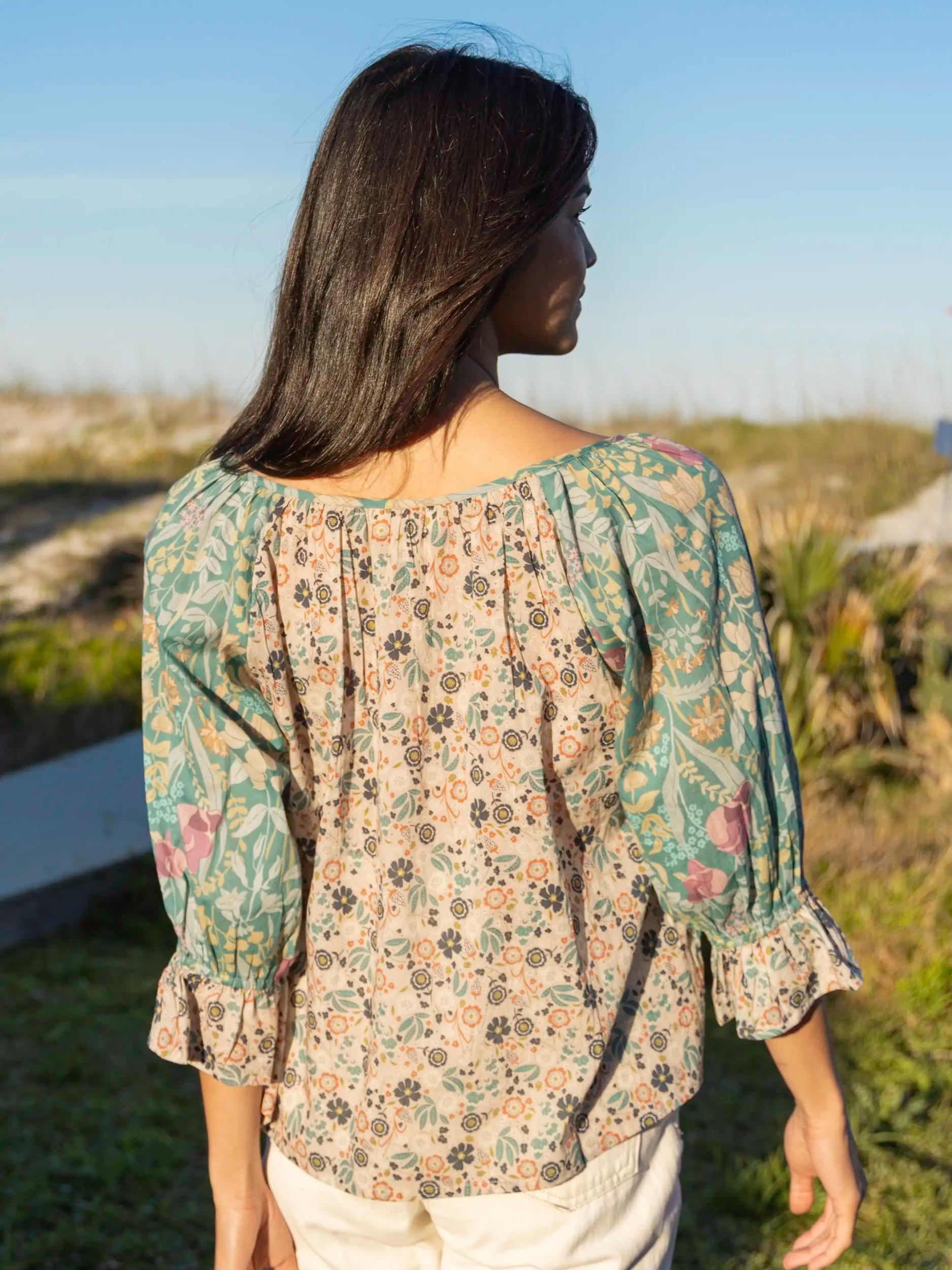 Magnolia Top - Seafoam Cotton Product Image
