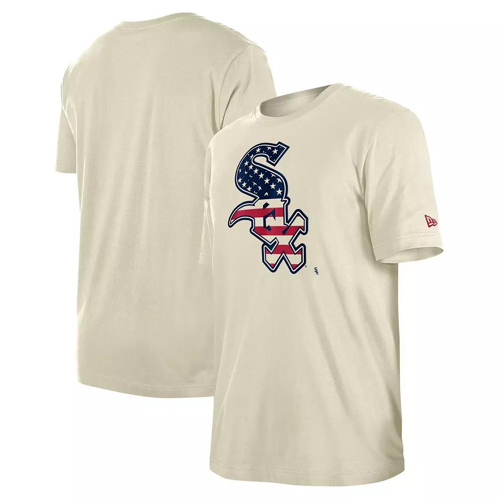 Men's New Era Cream Chicago White Sox Americana Flag Fill T-Shirt,  Product Image
